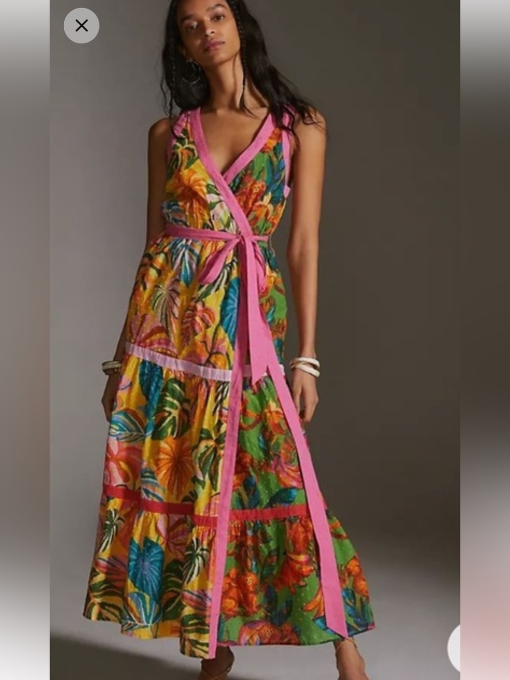 Vibrant Farm Rio by Anthropologie Palm wrap maxi dress - 100% Cotton.